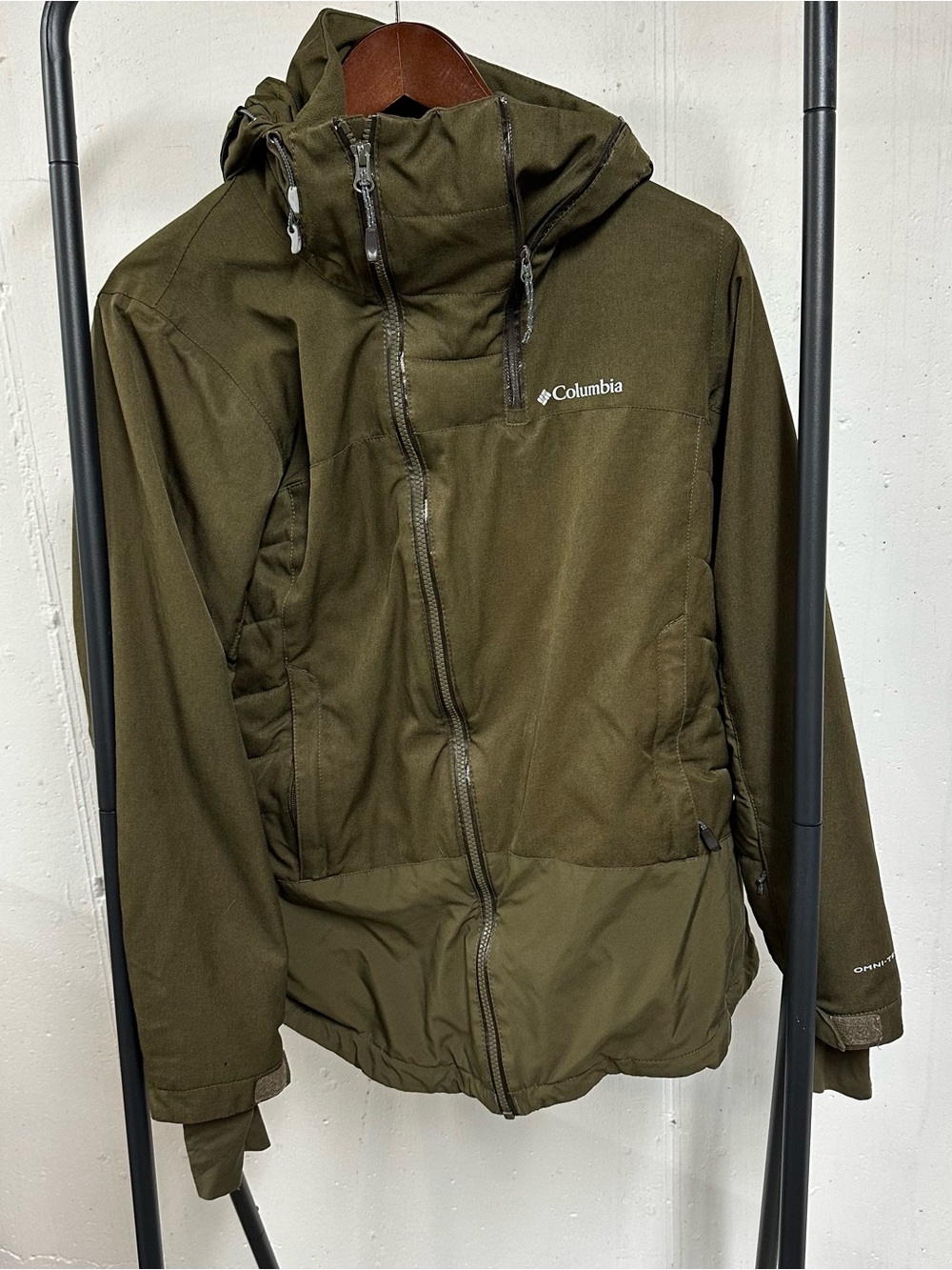 Columbia Olive Green Hooded Ski Jacket
